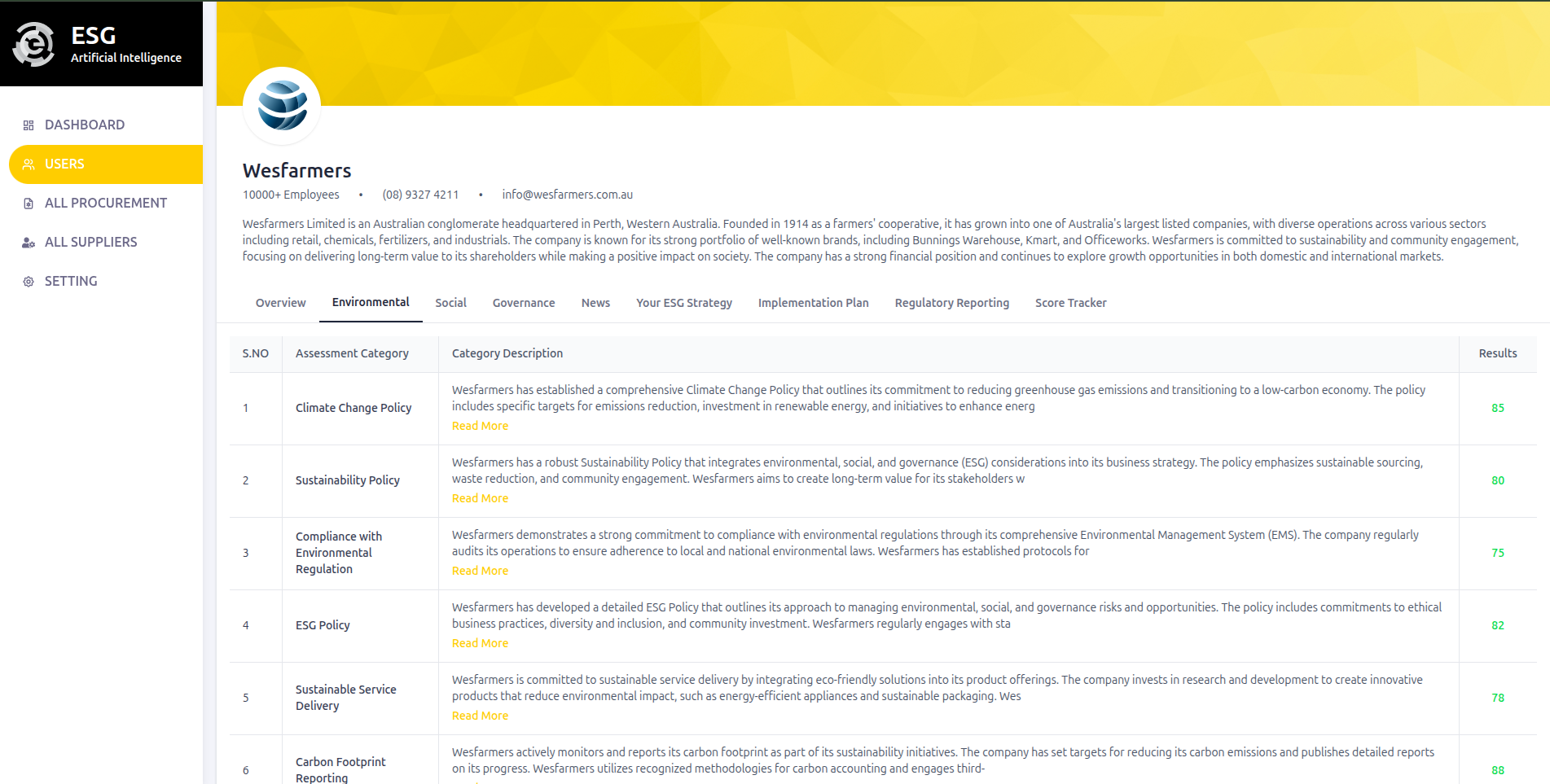 ESG AI Platform screenshot 2